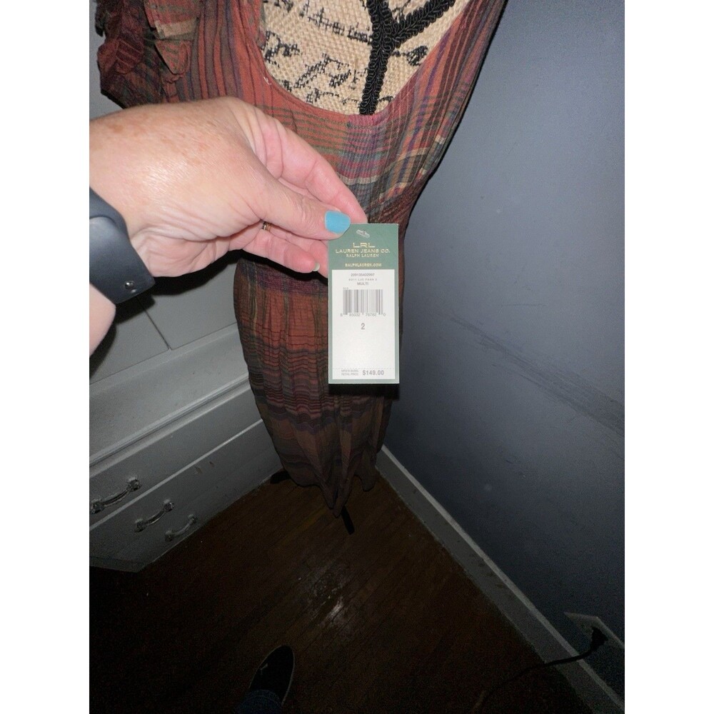 NWT LRL Lauren Jeans Co Size 2 Plaid Smocked Waist Dress $149 - Picture 6 of 8